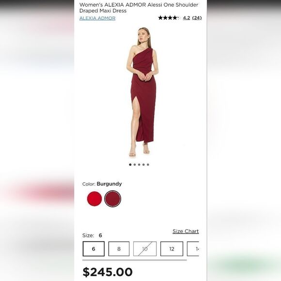 NWT Alexia Admor Alessi Dress Red One Shoulder Draped - Picture 7 of 7